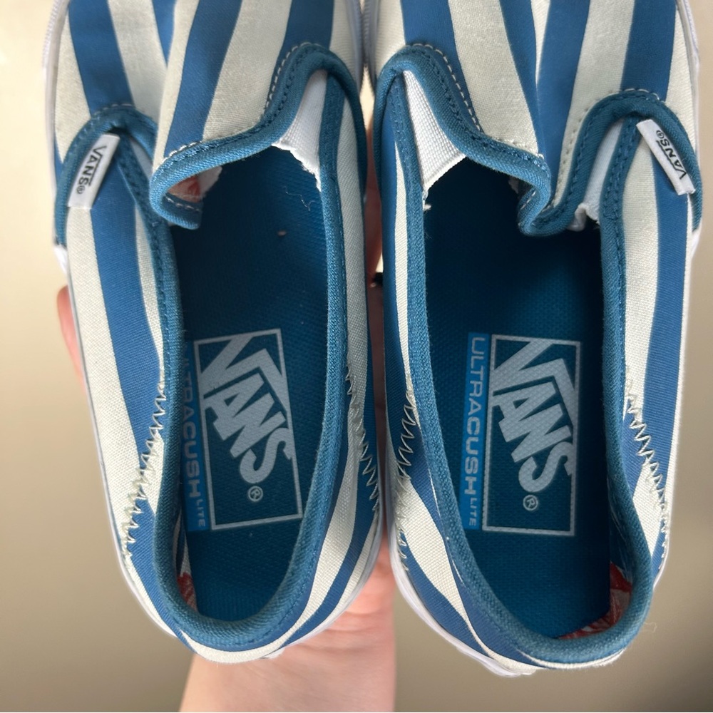 Vans Blue and White Striped Sneakers - Picture 8 of 10